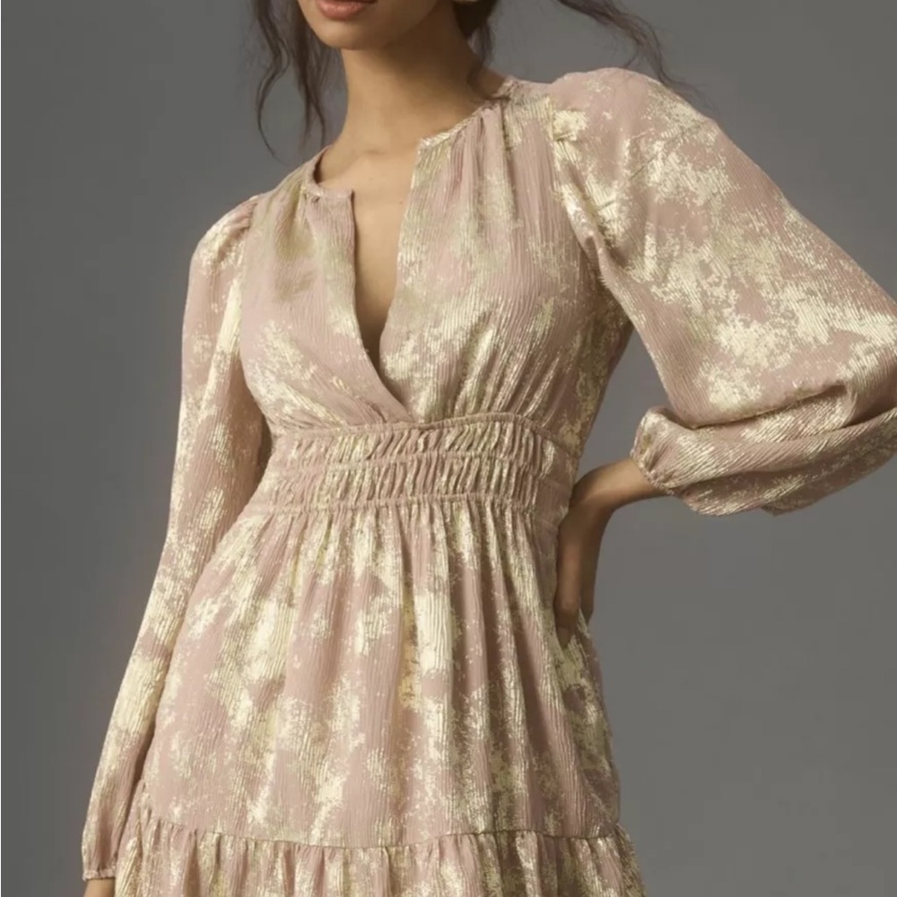 NEW Anthropologie Long Sleeve Sommerset Mini  Dress Pearl
